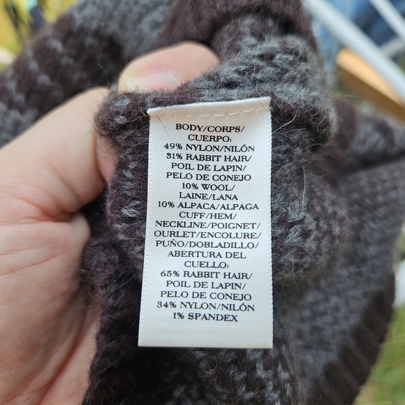 Ann Taylor gray and brown sweater angora alpaca size medium - Picture 5 of 6